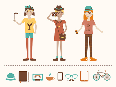 Hipstagirls hipster icon illustration vector