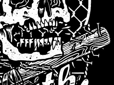 batter up. black illustration ink pen skull white
