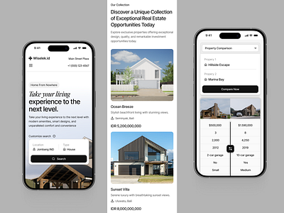 Wiselek.id - AI Real Estate mobile responsive web ai apartment architecture booking broker comparation home house landing page listing living mobile price property real estate real estate agency real estate ui realtor rent uiux