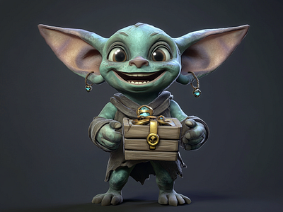 Treasure Goblin 3d 3d modelling blender cgi character design fantasy goblin green mischievous r1n7t0xb