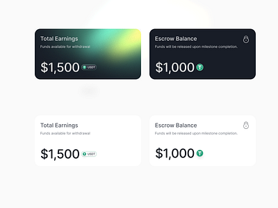 Total earnings / Escrow balance cards figma ui web3