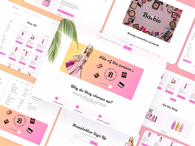 Barbie Cosmetics Store: Магия розовой мечты! 🌸 barbiecosmetics beautystore ecommercedesign landing page design pinkaesthetic uiuxdesign visual design web design webdesign
