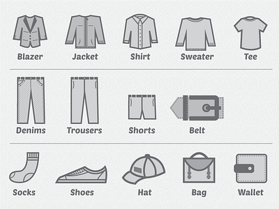 Clothes & Accessories Icons accessories clothes greyscale icons icons simple icons