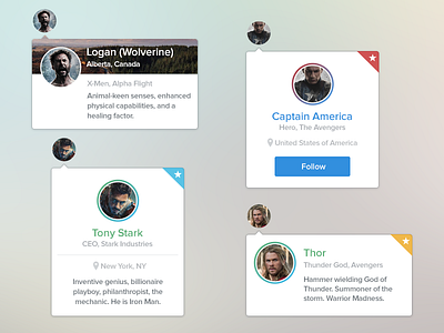 Profile Hover Cards bio hover card profile social superhero ui user interface webapp