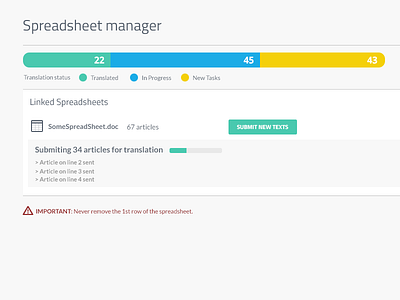 Spreadsheet manager file progress bar stats sync update upload version