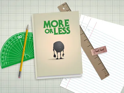 More Or Less book eraser grid paper pencil ruler splash vector