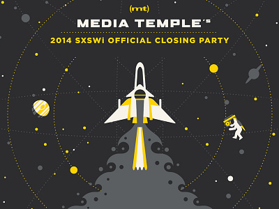 Media Temple SXSWi Poster astronaut dkng geometric jupiter mic planet rocket space stars sxsw vector