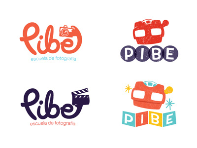 Pibe logo proposal camera flash kids learn logo photography retro school teach toy vintage