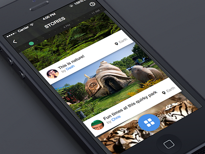 Stories Feed blue dark feed ios ios7 sketchapp social stories ui