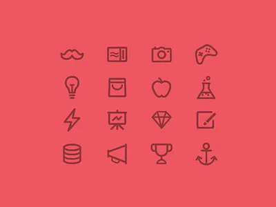 Rounded Line Icons camera curve flat icon icons joypad line minimal mustache outline rounded simple