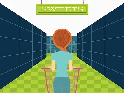 Sweet Aisle girl grocery illustration