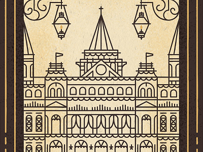 Secret Project WIP black building church gold illustration lantern map texture