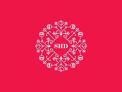 SHD Logo Development brand design flower graphic design illustration line logo red rose type vector