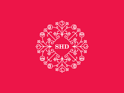 SHD Logo Development brand design flower graphic design illustration line logo red rose type vector