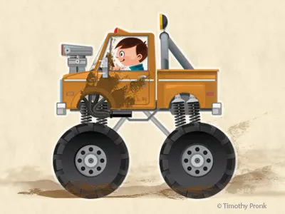 Big Boy 4X4 4x4 art automobile automotive boy cartoon cute illustration offroad truck vector vehicle