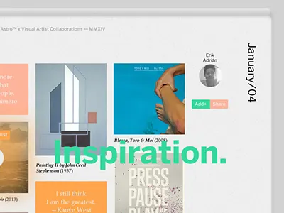 Astro x Visual Artists Collaborations clean grid layout ui ux web design website