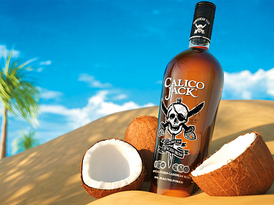 Calico Jack 3d alcohol beach calico jack coconut drink pirate render rum sand sky spiced