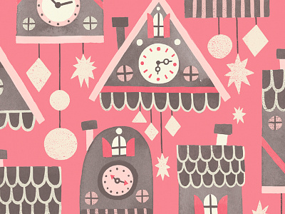 Cuckoo Clock Pattern colour cuckoo clock fun illustration pattern shapes
