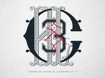 Cornan Hook & Ladder antique fire lettering logo typography vintage