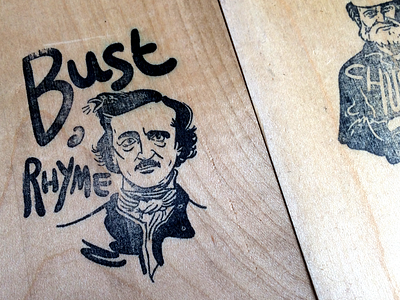 Raven-Haired Poet adult jenga cheers edgar allen poe hand done illo illustration jenga ol salty party game stamp wood