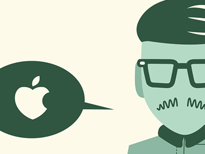 Hipster apple hipster lover mustache