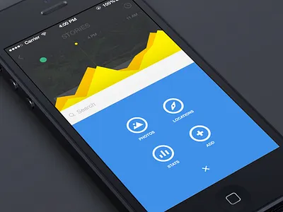 Menu Exploration blue dark ios ios7 sketch ui yellow