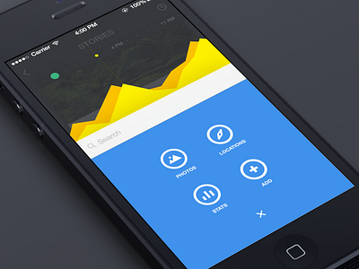 Menu Exploration blue dark ios ios7 sketch ui yellow