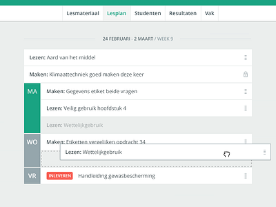 Planning days drag drop green interface list planning ui web week