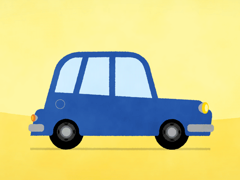 Aviva: car 2d animation blue bounce cab car drive stop stopping