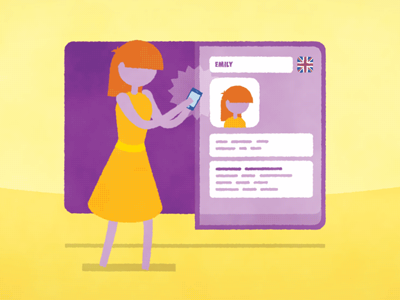 Aviva: passport 2d animation british document emily flash girl mobile passport photo