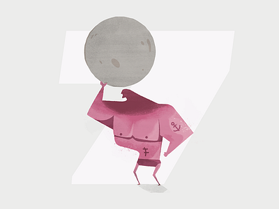 Moon Lift body builder illustration man moon nipples paint space texture