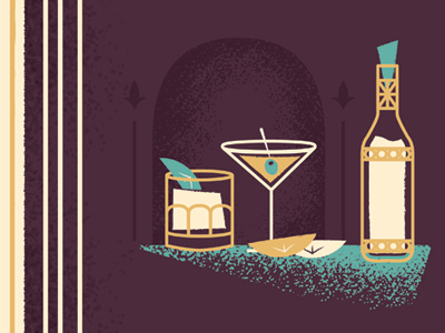 Drink Spot Illustrations bar drinks gold illo illustration lime martini olive orange spot style whiskey