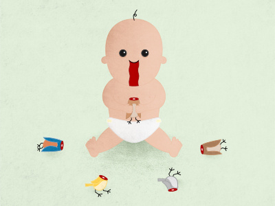 Pretty Little Birds baby birds blood cartoon character death fun illustration