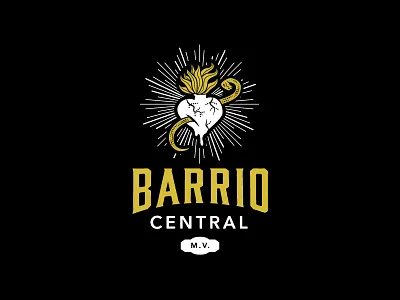 Barrio Central Logo branding logo mexican restaurant sacred heart snake urban