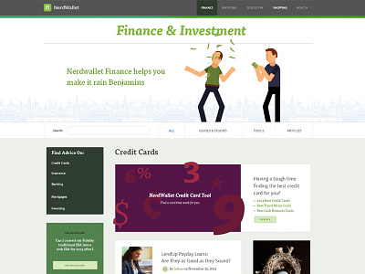 Nerdwallet Landing finance illustration interaction landing redesign ui