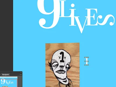 9 Lives 1 art black and white blue fine art one paint painting typography web design wood