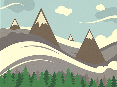 Mountain Illustration clouds illustration landscape mountain peaks texture trees