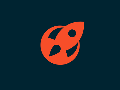 Logo blue dark orange rocket