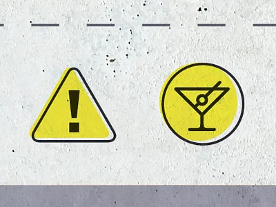 Warning: Drinks Will Be Served caution icon martini offset warning