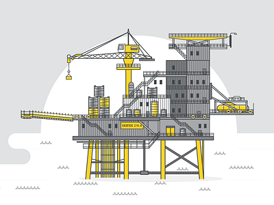 Oil Platform (Ekofisk 2/4-A) environment gas illustration norway oil platform sea