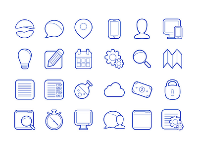 Icons set ...raised a little ;) app blue chat glass icons logo mobile user