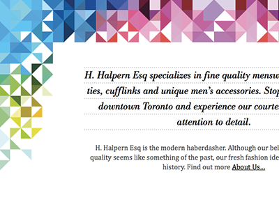 H Halpern Esq about section fluid layout front end development graphic design interactive design liquid online store responsive design responsive layout shopify theme