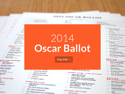 2014 Oscar Ballot — Free Download academy awards ballot best picture film free movies oscar pdf print