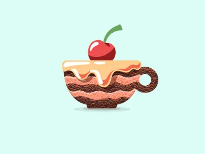 Cupcake cafe cake cherry chocolate cup food glaze icon identity illustration logo sweet