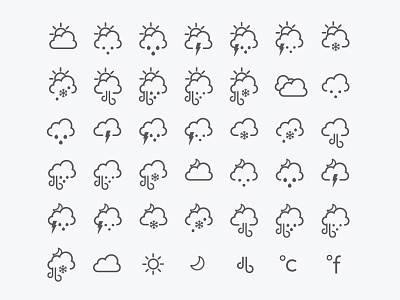 Weather Icons cloud flat hail icons lightning rain snow sun thunder weather wind