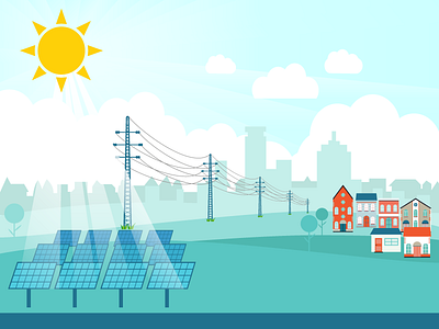off-site solar flat illustration solar sun