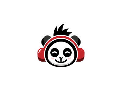 Music Panda Logo earphone logo music panda pet sing song template