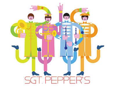 Sgt. Pepper's Reloaded beatles character design illustration lennon mccartney vectorial