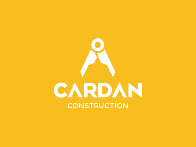 Cardan building compass construction home renovation logo mark yellow