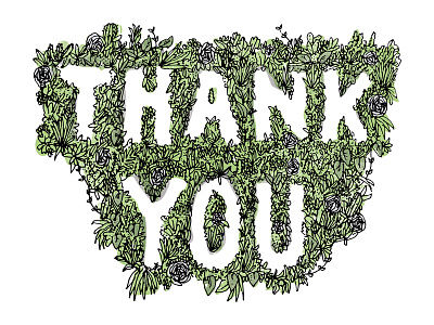 Thank you handdrawn illustration typography